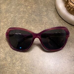 Bulgari Purple Oversized Sunglasses with Glossy Finish& Jeweled Arm Detail